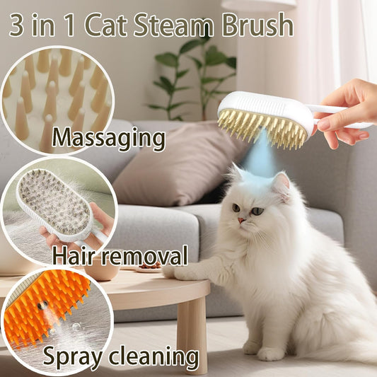 3-in-1 Pet Steam Grooming Brush – Groom, Clean & Massage