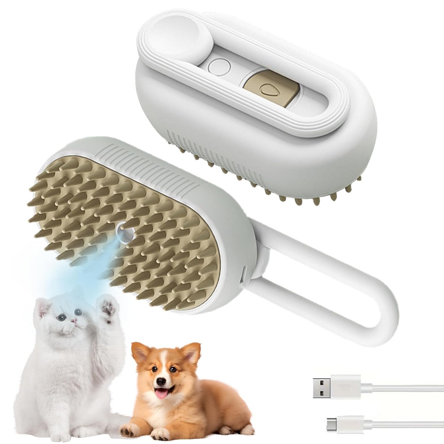 3-in-1 Pet Steam Grooming Brush – Groom, Clean & Massage