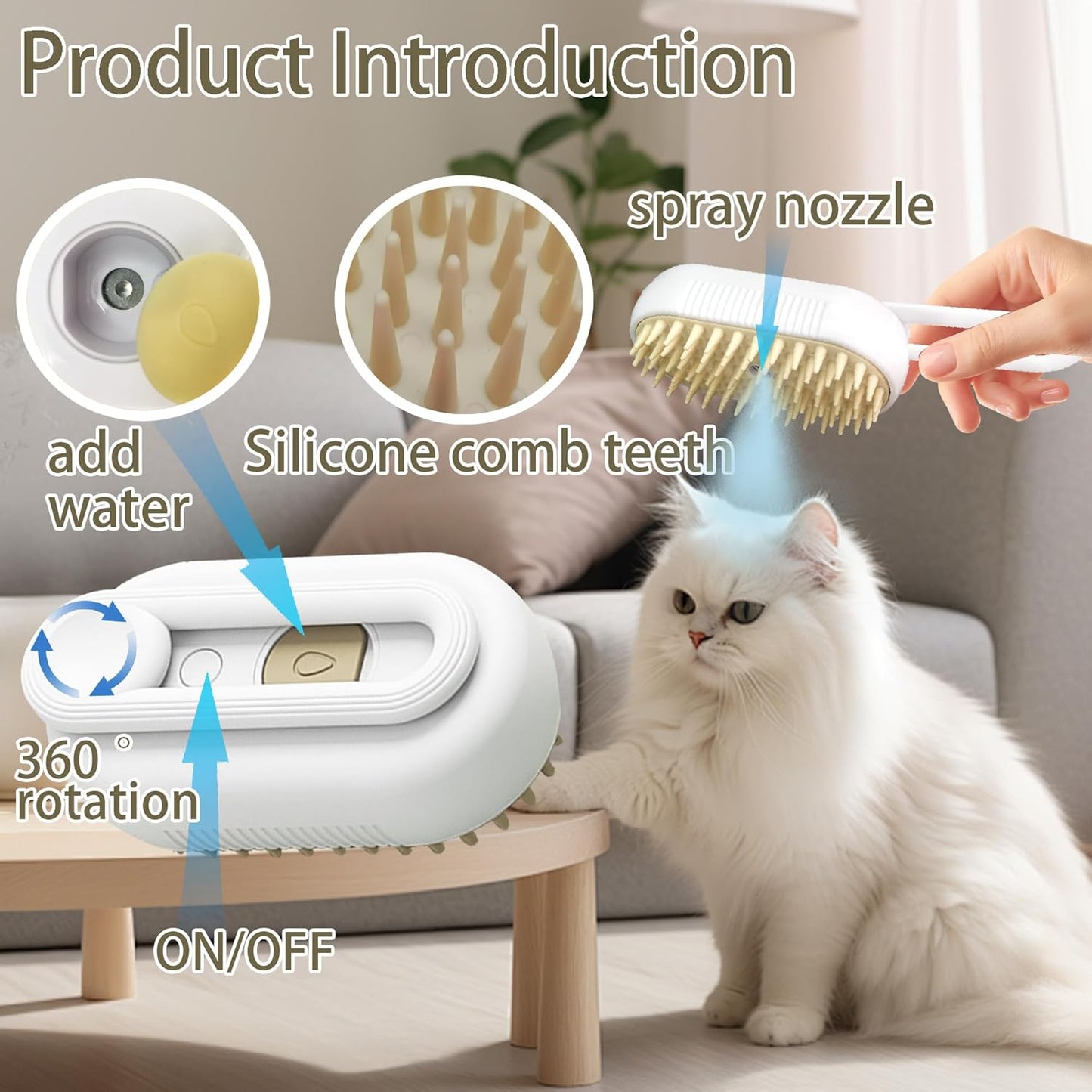 3-in-1 Pet Steam Grooming Brush – Groom, Clean & Massage