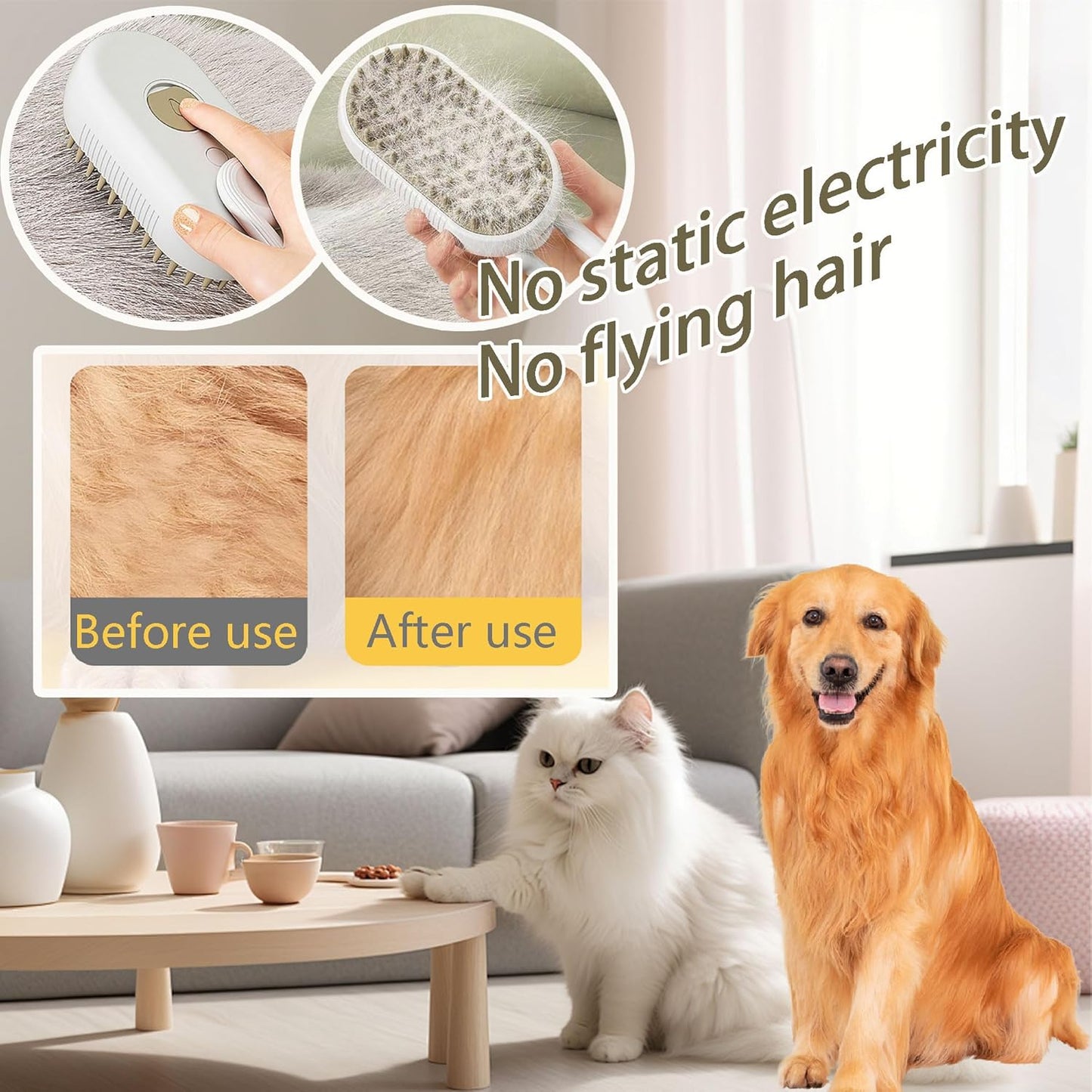 3-in-1 Pet Steam Grooming Brush – Groom, Clean & Massage